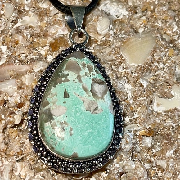 Teal Green Variscite- Utahlite Pendant 2" - Picture 6 of 11